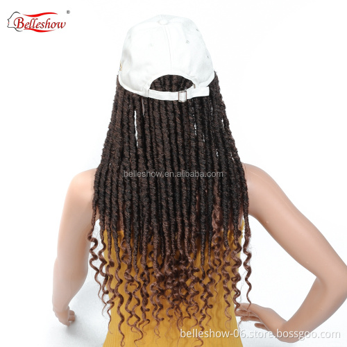 Hot sell18" Ombre Goddess Faux Locs Curly Crochet Hair basketball cap hair Extensions Synthetic Soft Dread Locs Crochet Braids
